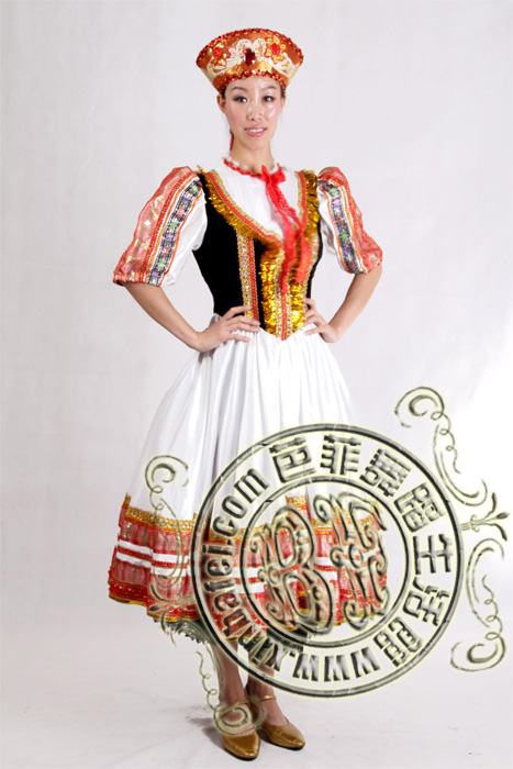 黑马甲俄罗斯舞蹈服装