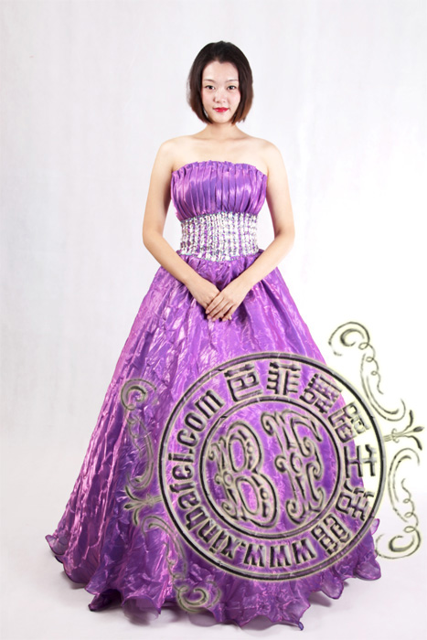 紫色水钻晚礼服