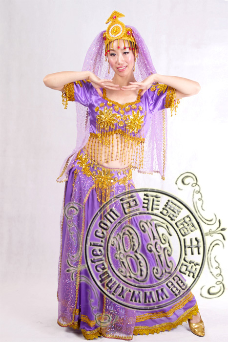 紫色 印度新疆舞蹈服