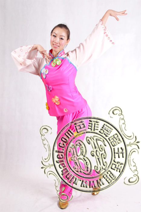 粉色氨纶 汉族舞蹈服