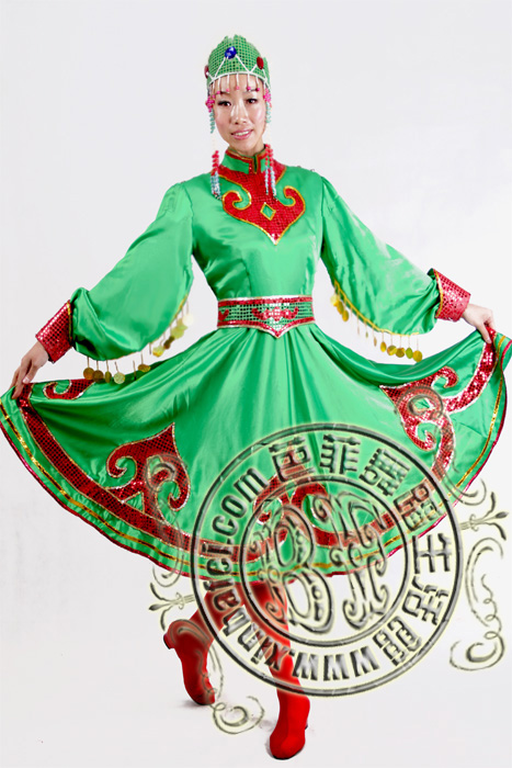 绿色短款 蒙古舞蹈服