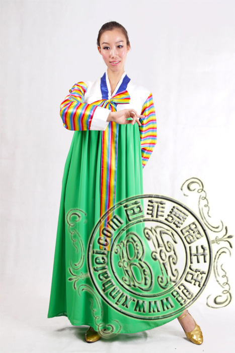 绿色 朝鲜族演出服装