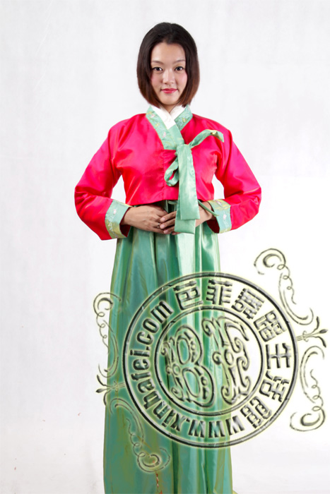 粉绿色 朝鲜族舞蹈服