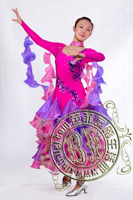 紫粉色国标舞裙